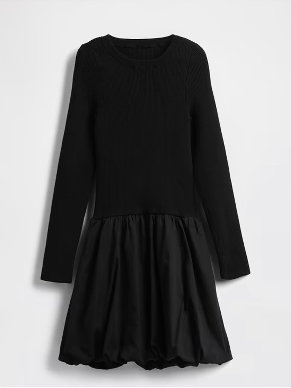 Gap Mixed Media Bubble Mini Dress, True Black, Petite Large, NWT